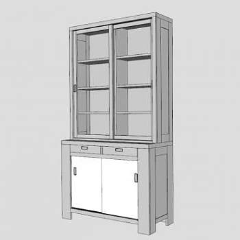 现代白色碗柜橱柜SU模型下载_sketchup草图大师SKP模型