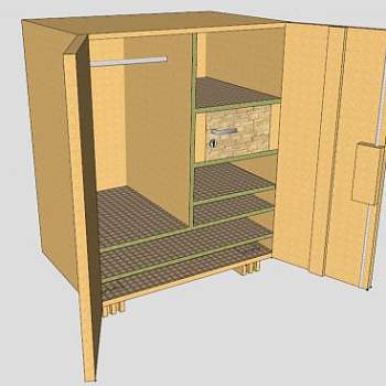 实木虚拟橱柜SU模型下载_sketchup草图大师SKP模型