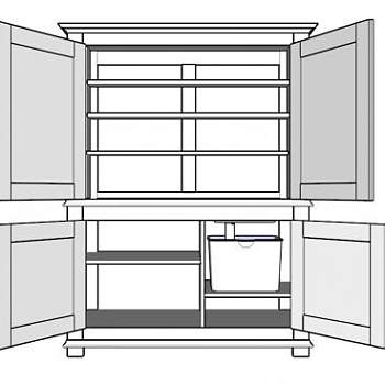 白色地面厨房橱柜SU模型下载_sketchup草图大师SKP模型