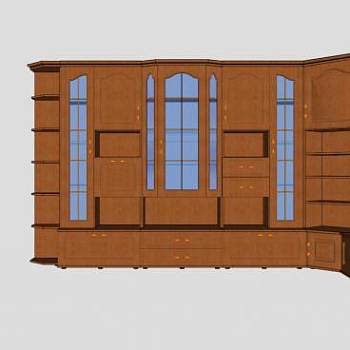 L型碗橱橱柜SU模型下载_sketchup草图大师SKP模型