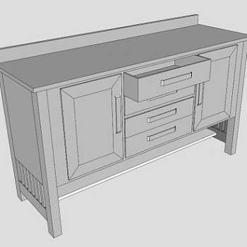 现代白色厨房餐具柜SU模型下载_sketchup草图大师SKP模型