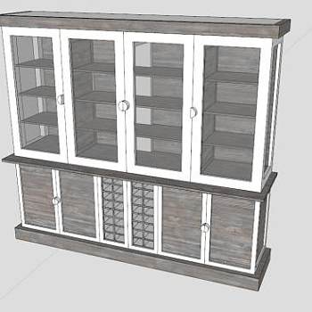 现代实木橱柜SU模型下载_sketchup草图大师SKP模型