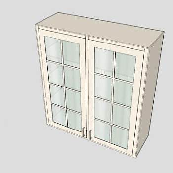 双层玻璃上橱柜SU模型下载_sketchup草图大师SKP模型