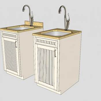 单水槽橱柜SU模型下载_sketchup草图大师SKP模型