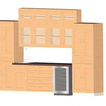 酒吧实木橱柜SU模型下载_sketchup草图大师SKP模型