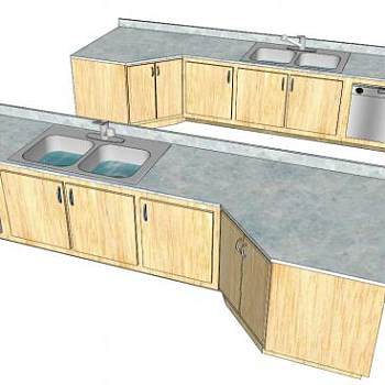 厨房洗碗机水池橱柜SU模型下载_sketchup草图大师SKP模型
