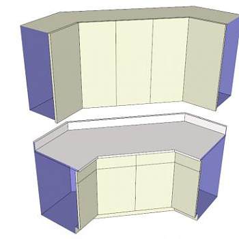 厨房内阁角落橱柜SU模型下载_sketchup草图大师SKP模型