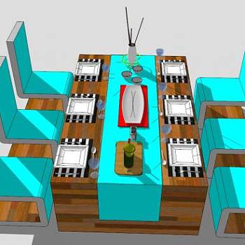 现代家具餐具SU模型下载_sketchup草图大师SKP模型