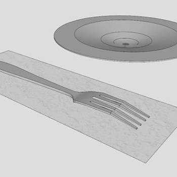 餐具盘子叉子SU模型下载_sketchup草图大师SKP模型