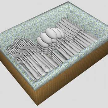 餐具汤勺叉子篮子SU模型下载_sketchup草图大师SKP模型