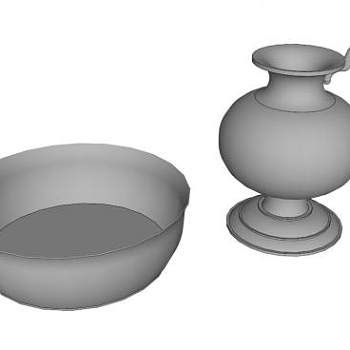 文艺锡制洗碗罐SU模型下载_sketchup草图大师SKP模型