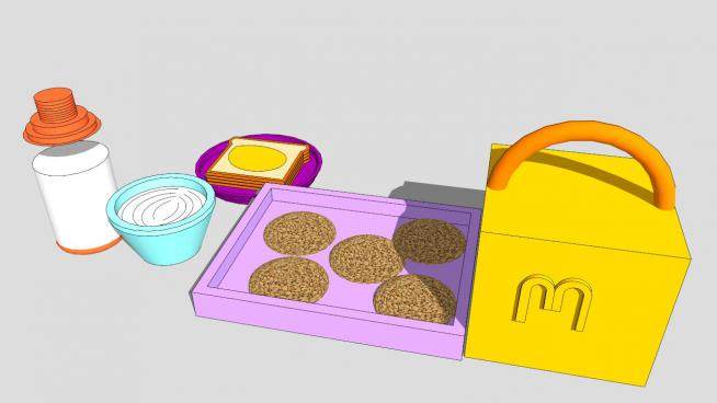 食物饼干牛奶SU模型下载_sketchup草图大师SKP模型