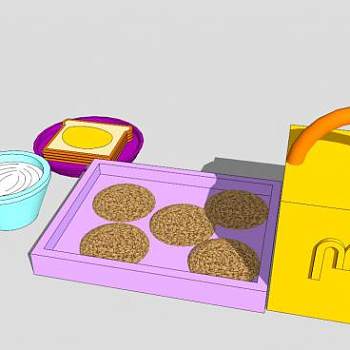 食物饼干牛奶SU模型下载_sketchup草图大师SKP模型