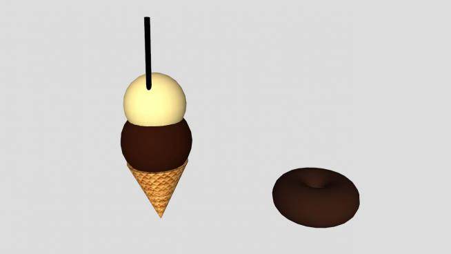 冰淇淋甜甜圈SU模型下载_sketchup草图大师SKP模型