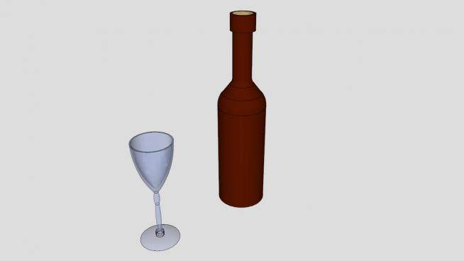 红酒玻璃酒瓶SU模型下载_sketchup草图大师SKP模型