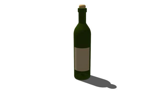绿色酒瓶标签SU模型下载_sketchup草图大师SKP模型
