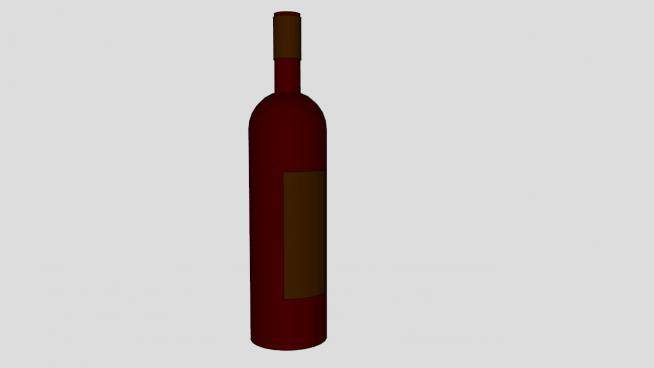 红色酒瓶棕色标签SU模型下载_sketchup草图大师SKP模型