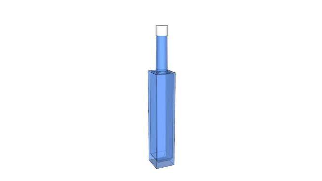 蓝色方形酒瓶SU模型下载_sketchup草图大师SKP模型