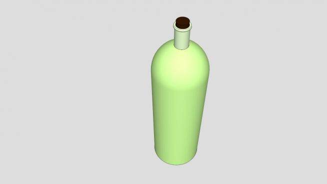 软木塞绿色酒瓶SU模型下载_sketchup草图大师SKP模型