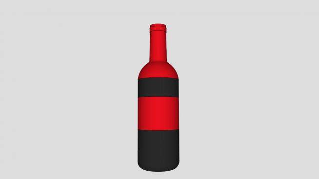 红黑色酒瓶SU模型下载_sketchup草图大师SKP模型