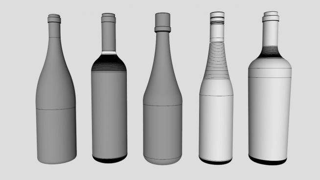 多款式酒瓶SU模型下载_sketchup草图大师SKP模型