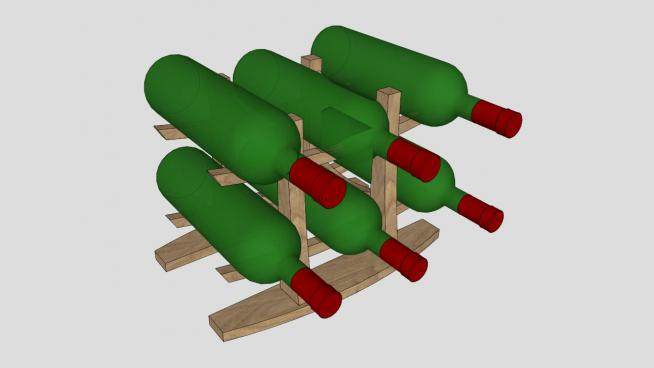 小型木质酒架SU模型下载_sketchup草图大师SKP模型