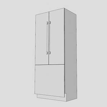 法国双门底冰箱SU模型下载_sketchup草图大师SKP模型