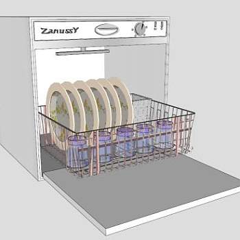 简洁洗碗机SU模型下载_sketchup草图大师SKP模型