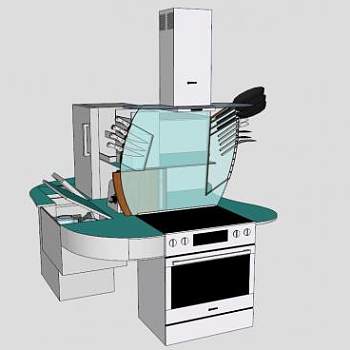 厨房三世器具SU模型下载_sketchup草图大师SKP模型