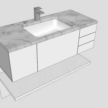 浴室漂浮下沉台盆SU模型下载_sketchup草图大师SKP模型