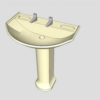 基座黄色洗脸盆SU模型下载_sketchup草图大师SKP模型