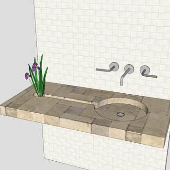 现代卫浴洗脸盆SU模型下载_sketchup草图大师SKP模型