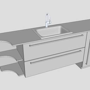 现代白色浴室柜SU模型下载_sketchup草图大师SKP模型