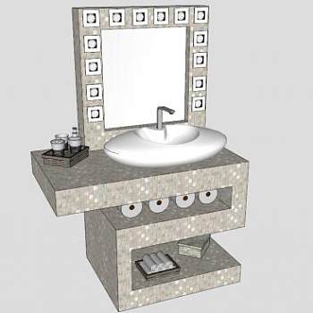 卫浴厕所柜架SU模型下载_sketchup草图大师SKP模型