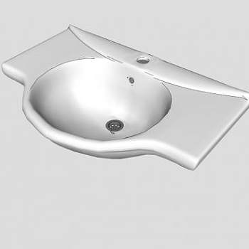 壁挂式白色台盆SU模型下载_sketchup草图大师SKP模型