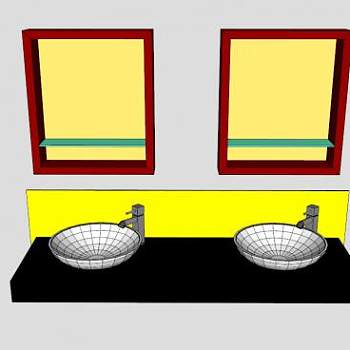 双镜洗脸盆SU模型下载_sketchup草图大师SKP模型