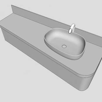 卫生间白色台盆SU模型下载_sketchup草图大师SKP模型