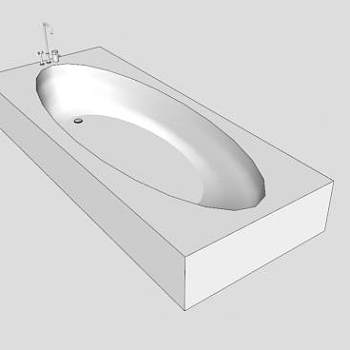 卫浴白色浴缸SU模型下载_sketchup草图大师SKP模型