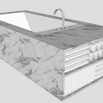 极简主义艺术浴缸SU模型下载_sketchup草图大师SKP模型