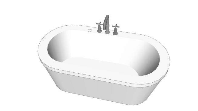 现代白色浴缸SU模型下载_sketchup草图大师SKP模型