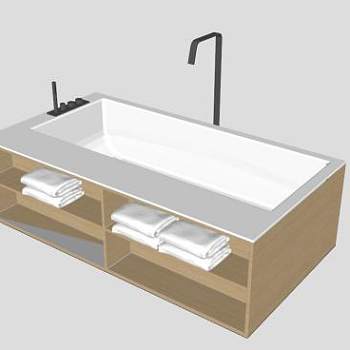 简单木制浴缸SU模型下载_sketchup草图大师SKP模型