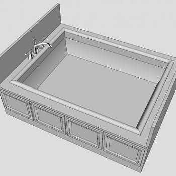 简欧白色浴缸SU模型下载_sketchup草图大师SKP模型