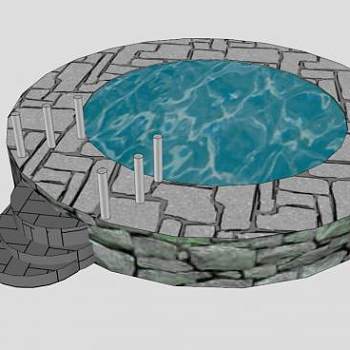 室外按摩浴缸SU模型下载_sketchup草图大师SKP模型
