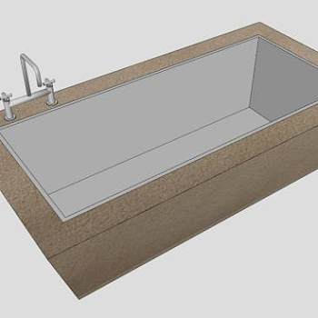 亚克力棕色浴缸SU模型下载_sketchup草图大师SKP模型