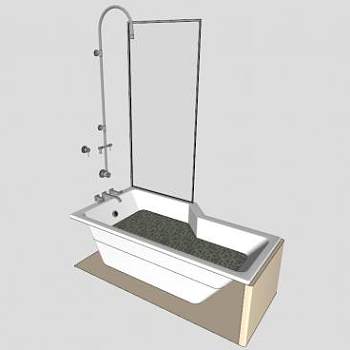 大胆淋浴喷头浴缸SU模型下载_sketchup草图大师SKP模型