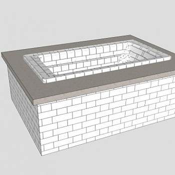 方形砖块浴缸SU模型下载_sketchup草图大师SKP模型