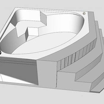 凹角可按摩浴缸SU模型下载_sketchup草图大师SKP模型