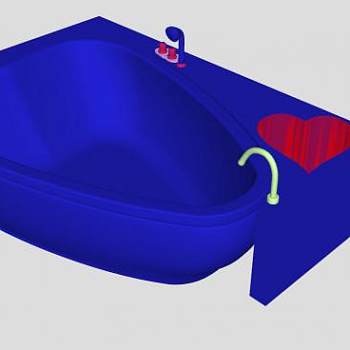 蓝色浴缸SU模型下载_sketchup草图大师SKP模型