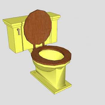 黄色厕所坐便器SU模型下载_sketchup草图大师SKP模型