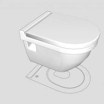 挂墙式白色马桶SU模型下载_sketchup草图大师SKP模型